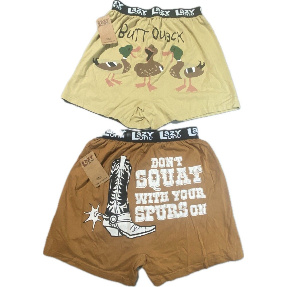 LAZY ONE Boxer Shorts Funny Novelty Humor Gag Gift Cowboy Mens M Brown